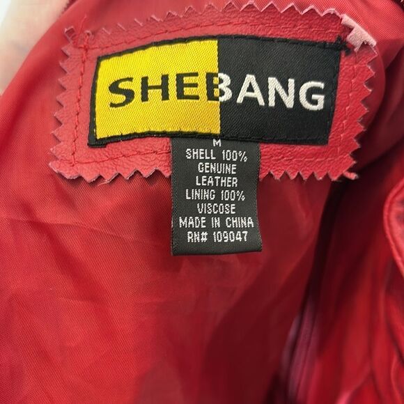 Shebang vintage leather jacket red ruched unique artsy moto medium edgy - Picture 6 of 7